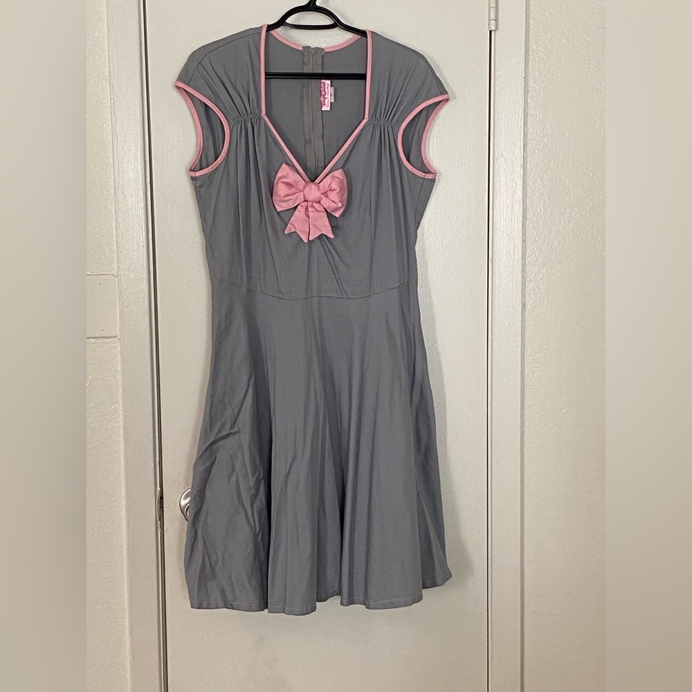 Pinup Couture pink and grey Heidi dress